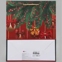 Пакет подарочный &laquo;Новогодние золотые шары&raquo;, 26&times;12&times;32 см