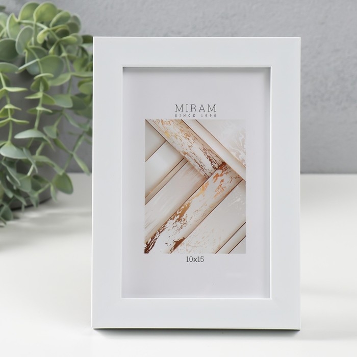 Фоторамка пластик Фоторамка пластик "МИРАМ" 10х15 см, 861 белый (пластиковый экран)