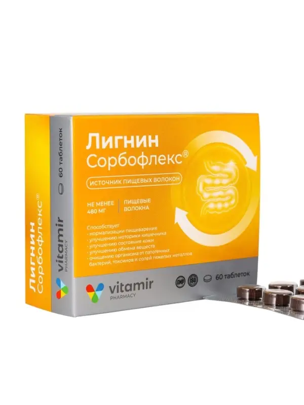 Лигнин Сорбофлекс ВИТАМИР, таб. № 60 Лигнин Сорбофлекс ВИТАМИР, таб. № 60