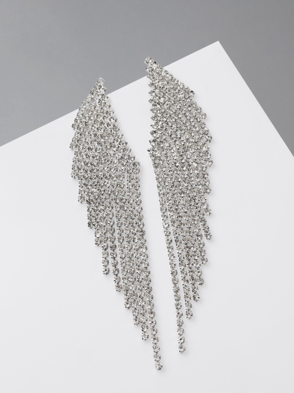 Серьги висячие со стразами «Вечное сияние» крылья, цвет белый в серебре Серьги висячие со стразами «Вечное сияние» крылья, цвет белый в серебре