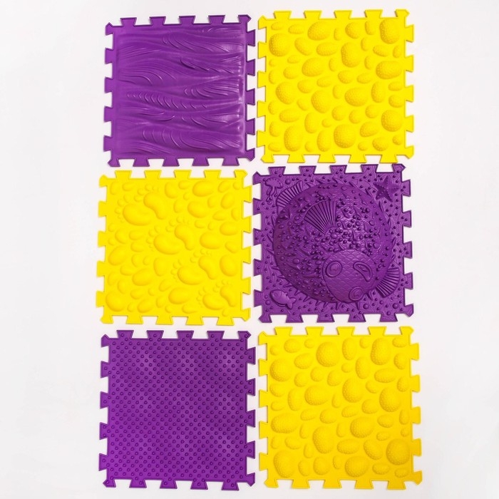 Модульный массажный коврик ОРТО ПАЗЛ «Ассорти», 12 модулей, цвет МИКС Модульный массажный коврик ОРТО ПАЗЛ «Ассорти», 12 модулей, цвет МИКС