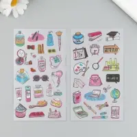Наклейка пластик "Косметика/Учебный процесс" МИКС 9,5х17,5 см