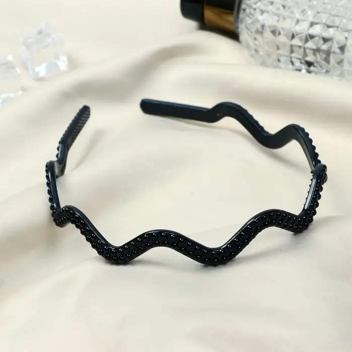 Ободок для волос «Дивина», волна, 0.6 см, чёрный Ободок для волос «Дивина», волна, 0.6 см, чёрный
