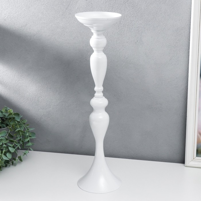 Подсвечник металл на 1 свечу Подсвечник металл на 1 свечу "Изящный" белоснежный 49х13х13 см