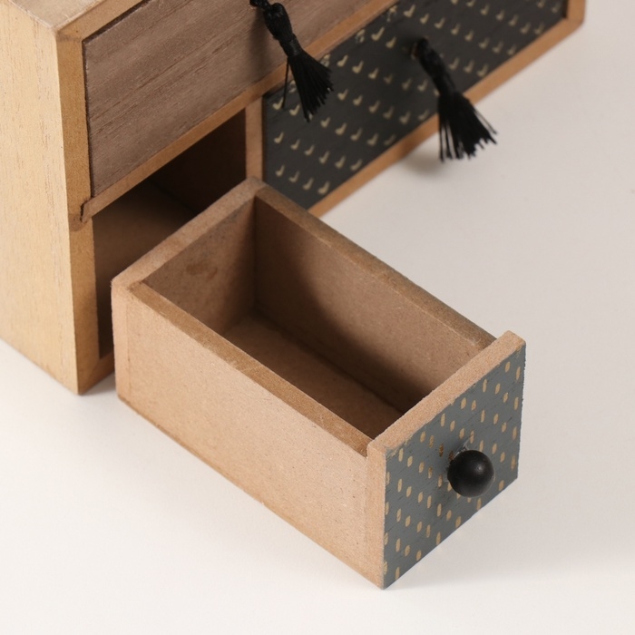 Шкатулка дерево 4 ящика  Шкатулка дерево 4 ящика "Комод. Разные фактуры" 10х20х13,5 см