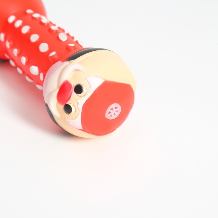 Игрушка-гантель пищащая Игрушка-гантель пищащая "Дед мороз" для собак, 13 х 5 см, красная