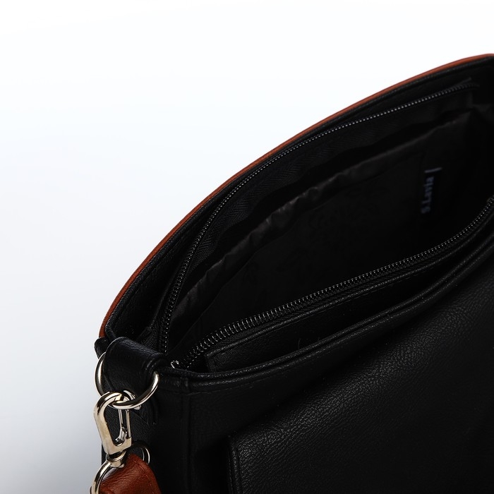 Сумка-мессенджер на магните, цвет чёрный/коричневый Сумка-мессенджер на магните, цвет чёрный/коричневый