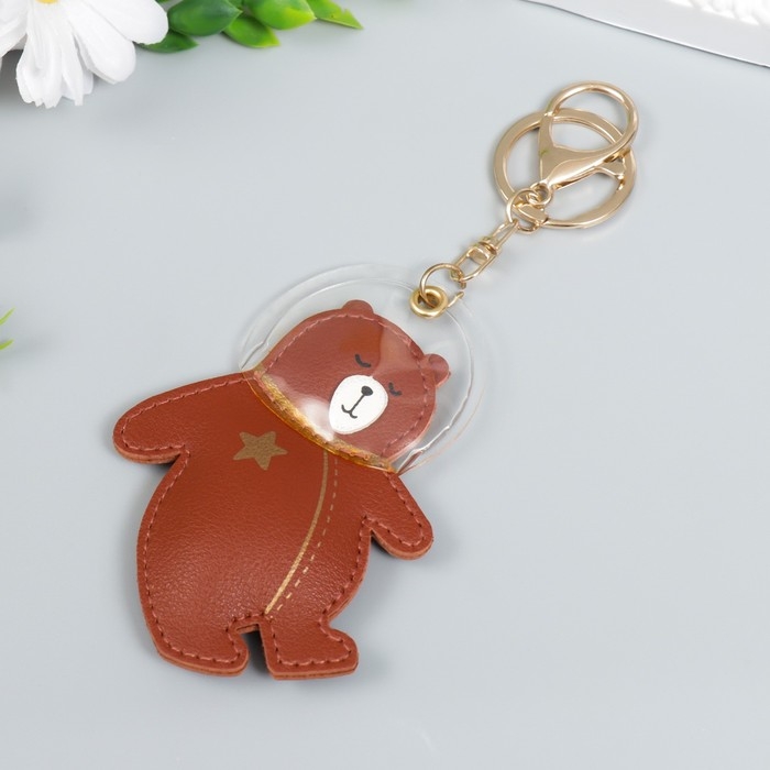 Брелок кожзам с карабином Брелок кожзам с карабином "Мишка-космонавт" 10,3х7,3 см