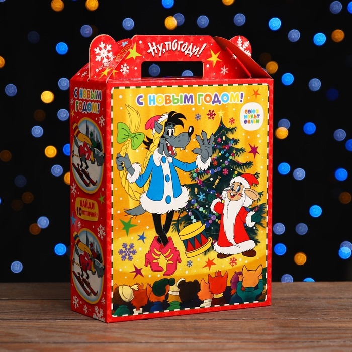 Новый год. Коробка подарочная складная Новый год. Коробка подарочная складная "Ну,погоди!" 17 х 7 х 25 см.