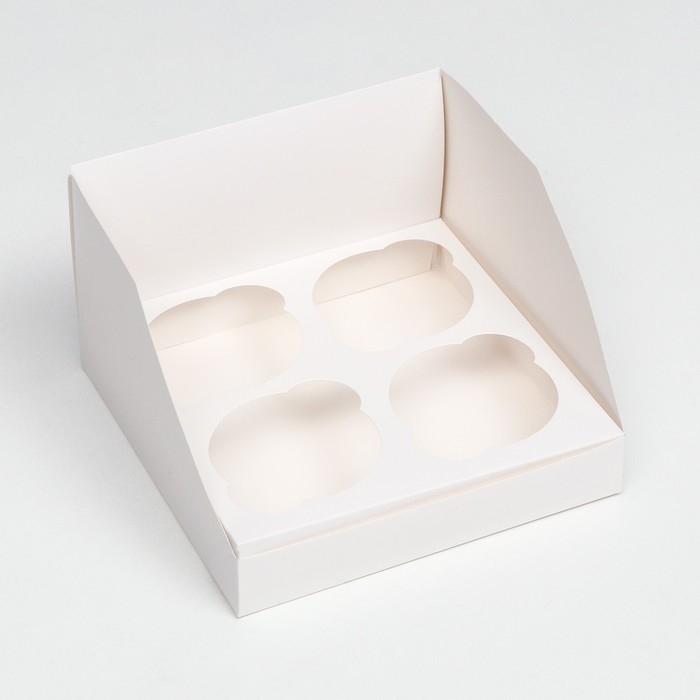 Коробка для 4 капкейков, белая 16 х 16 х 14 см Коробка для 4 капкейков, белая 16 х 16 х 14 см