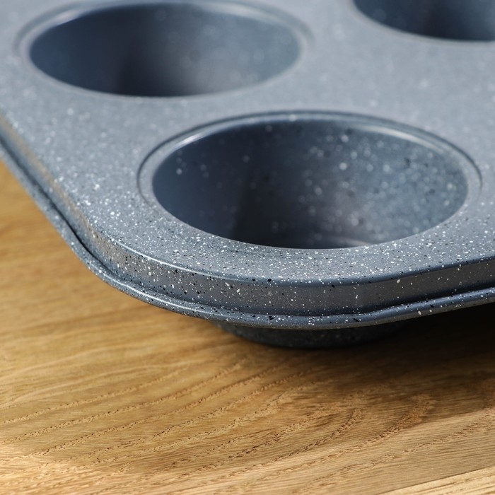 Форма для выпечки Доляна «Мрамор», 35×27 см, 12 ячеек, антипригарное покрытие, цвет серый Форма для выпечки Доляна «Мрамор», 35×27 см, 12 ячеек, антипригарное покрытие, цвет серый