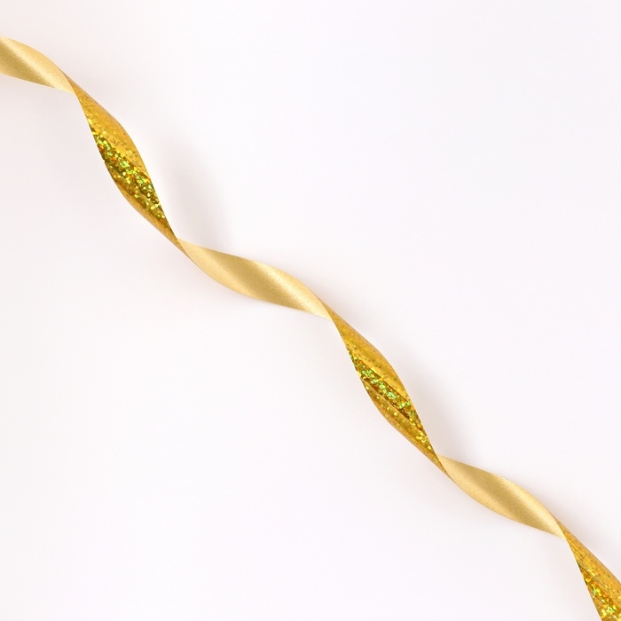 Лента для декора и подарков голография, 1,2см х 45м, золотая