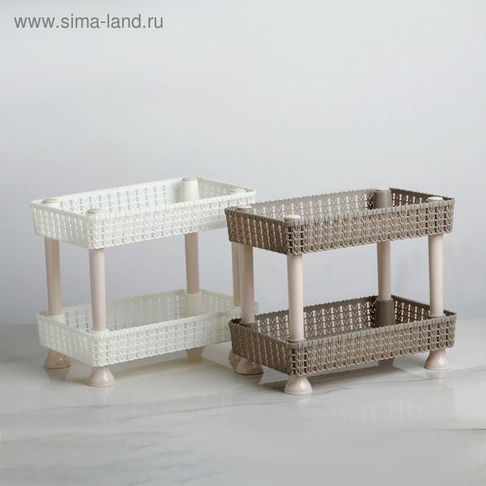 Этажерка настольная 2 яруса «Плетение», 24×15×20 см, цвет МИКС Этажерка настольная 2 яруса «Плетение», 24×15×20 см, цвет МИКС