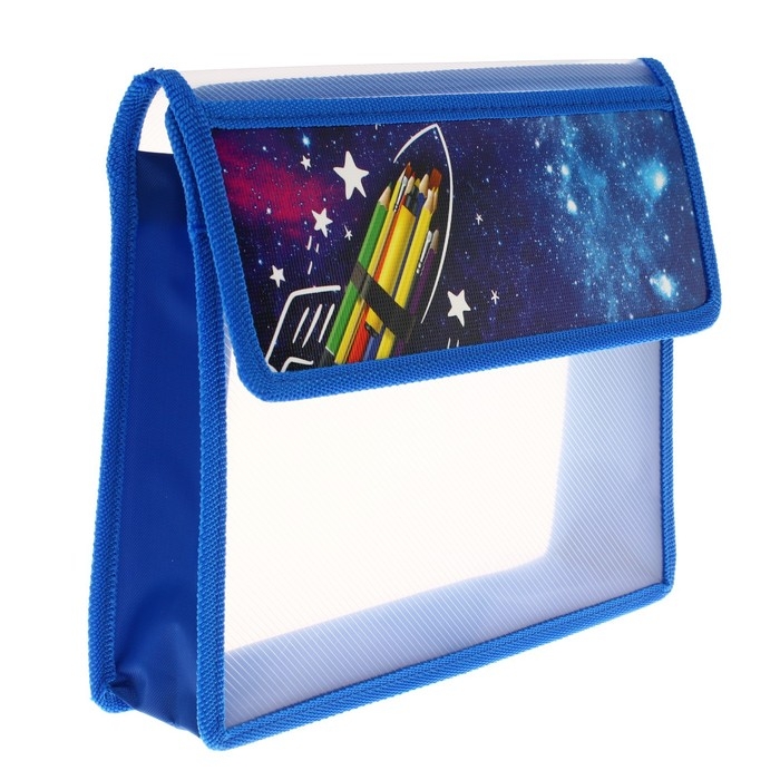 Папка для тетрадей А5 (230 х 190 х 50 мм), с клапаном на липучке, пластик/текстиль, Calligrata, Папка для тетрадей А5 (230 х 190 х 50 мм), с клапаном на липучке, пластик/текстиль, Calligrata, "Космос"