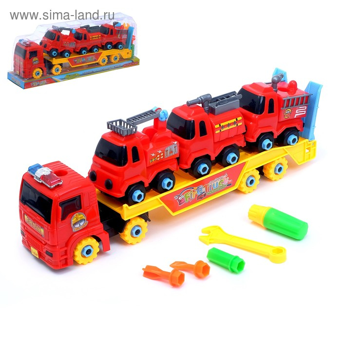 Конструктор винтовой «Пожарный автовоз», с 3 машинками Конструктор винтовой «Пожарный автовоз», с 3 машинками