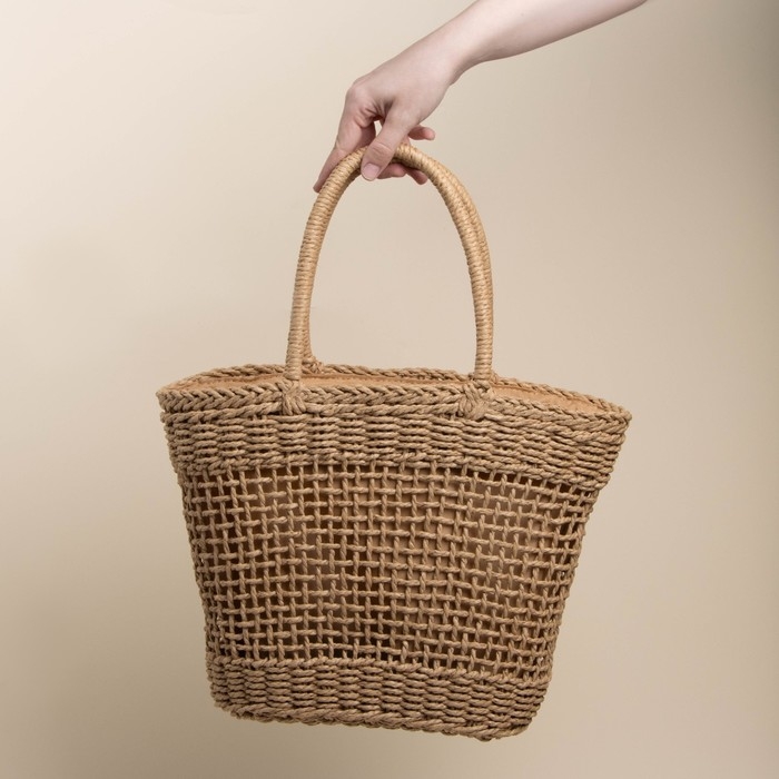 Сумка женская SL Home, ручное плетение, хлопок, длина ручек 18,5 см, 40×27 см Сумка женская SL Home, ручное плетение, хлопок, длина ручек 18,5 см, 40×27 см
