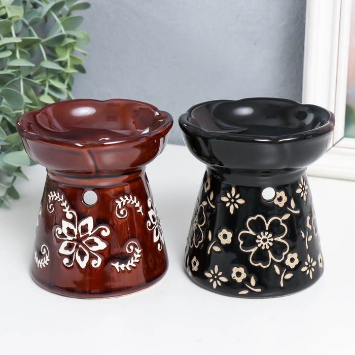 Аромалампа керамика Аромалампа керамика "Цветы и веточки" МИКС 10х10х10,5 см