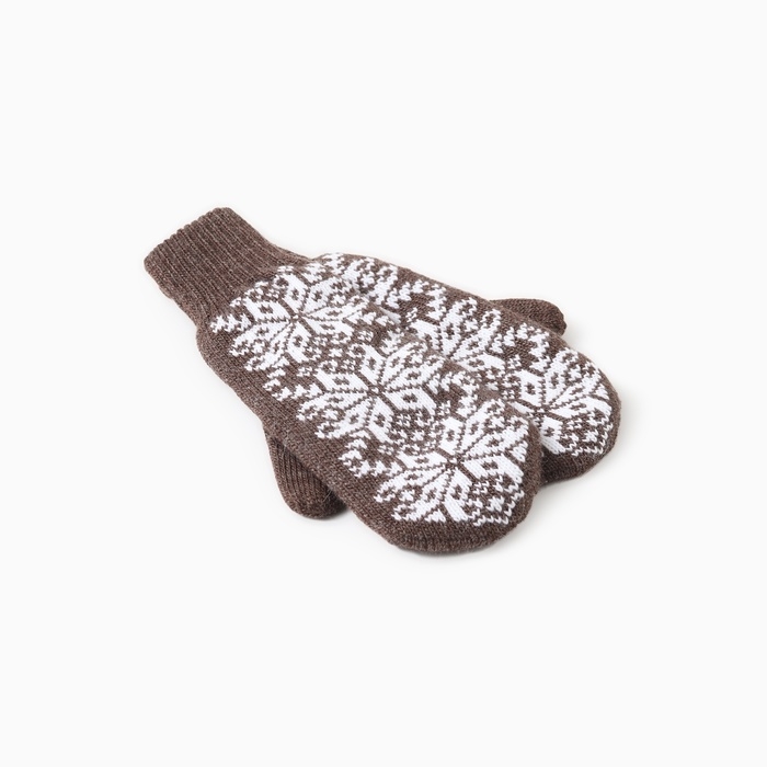 Варежки двойные женские, цвет коричневый, р-р 18 Варежки двойные женские, цвет коричневый, р-р 18