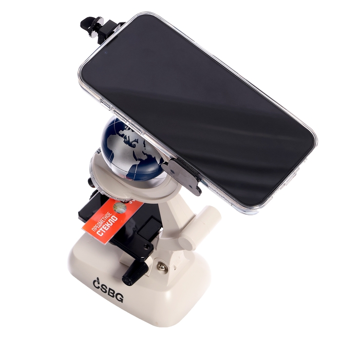 Микроскоп, с планетой, держатель для телефона, подсветка, увеличение x100, x400, x1200 Микроскоп, с планетой, держатель для телефона, подсветка, увеличение x100, x400, x1200