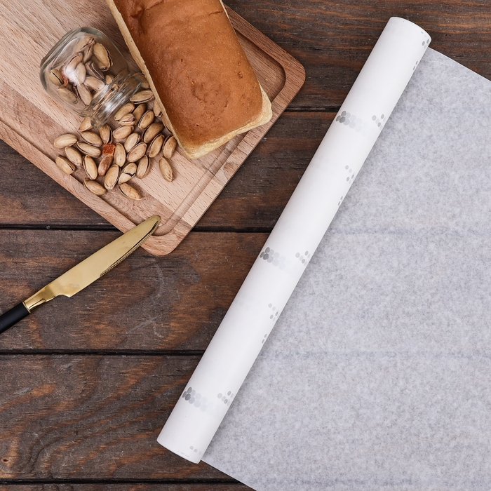 Бумага силиконизированная «Бусинки» серебро, 0,38 х 5 м Бумага силиконизированная «Бусинки» серебро, 0,38 х 5 м