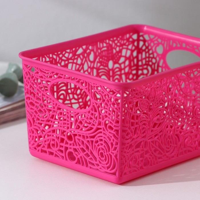 Корзинка для хранения «Кружевные цветы», пластик, 14×10×8 см, цвет МИКС Корзинка для хранения «Кружевные цветы», пластик, 14×10×8 см, цвет МИКС