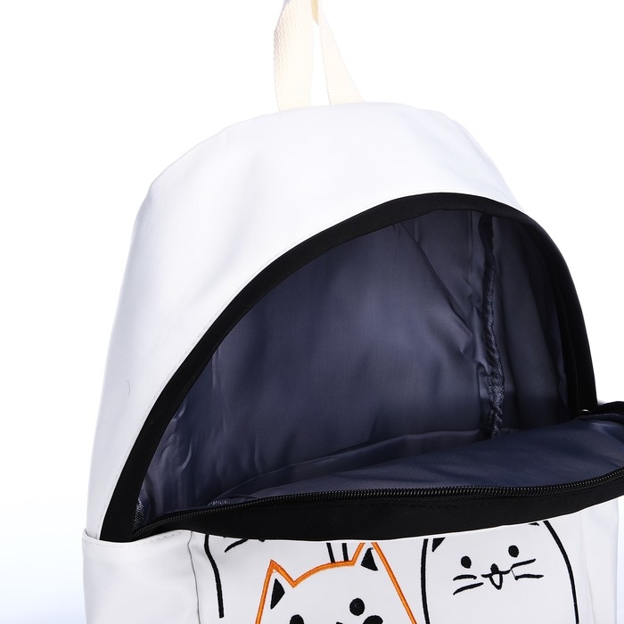 Рюкзак школьный из текстиля на молнии, 3 кармана, цвет чёрный Рюкзак школьный из текстиля на молнии, 3 кармана, цвет чёрный