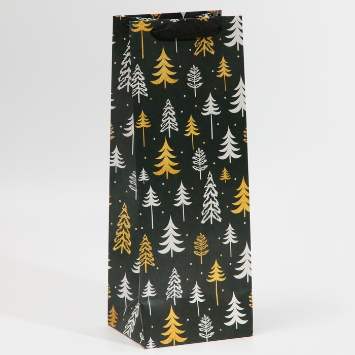 Пакет под бутылку «Ёлки», 13 х 36 х 10 см, Новый год Пакет под бутылку «Ёлки», 13 х 36 х 10 см, Новый год