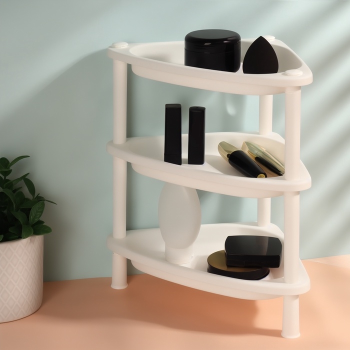 Органайзер для хранения косметики, угловой, 3 секции, 28×19.5×29 см, белый Органайзер для хранения косметики, угловой, 3 секции, 28×19.5×29 см, белый