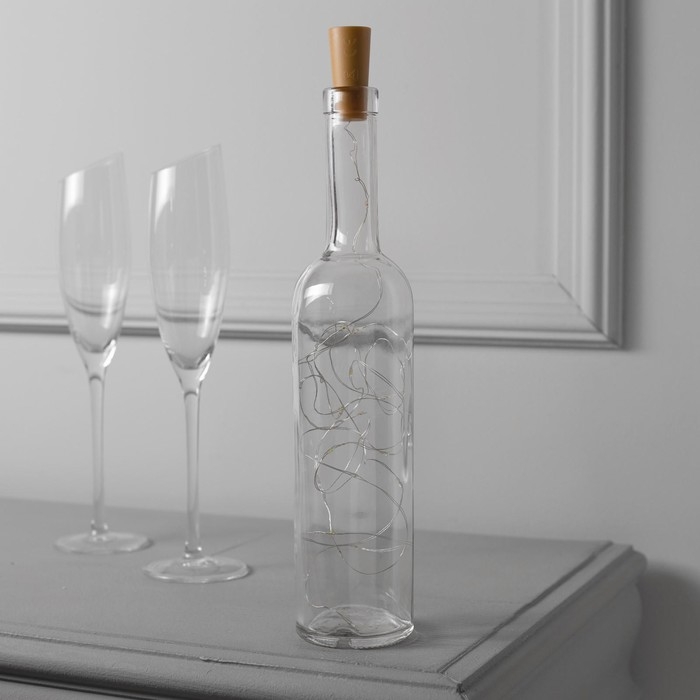 Гирлянда «Нить» 2 м роса с пробкой, IP20, серебристая нить, 20 LED, батарейки LR44х3 (в комплекте), свечение зелёное Гирлянда «Нить» 2 м роса с пробкой, IP20, серебристая нить, 20 LED, батарейки LR44х3 (в комплекте), свечение зелёное