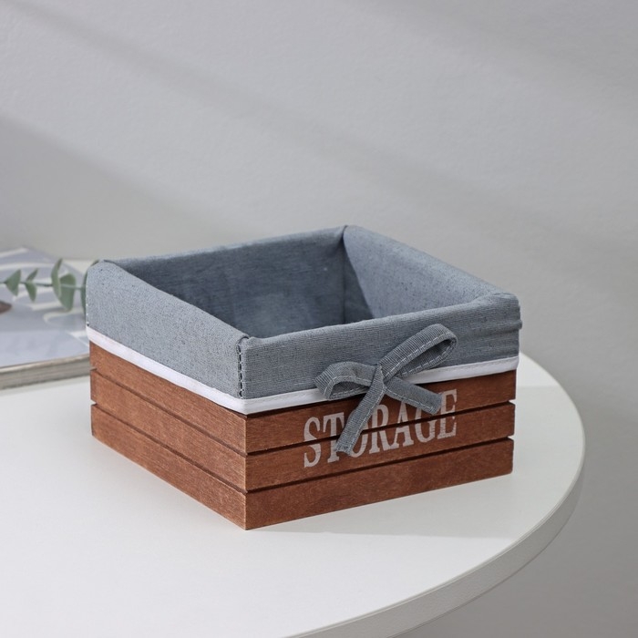 Корзина для хранения Доляна Storage, 15&times;15&times;9 см, малая, дерево, цвет коричневый, серый