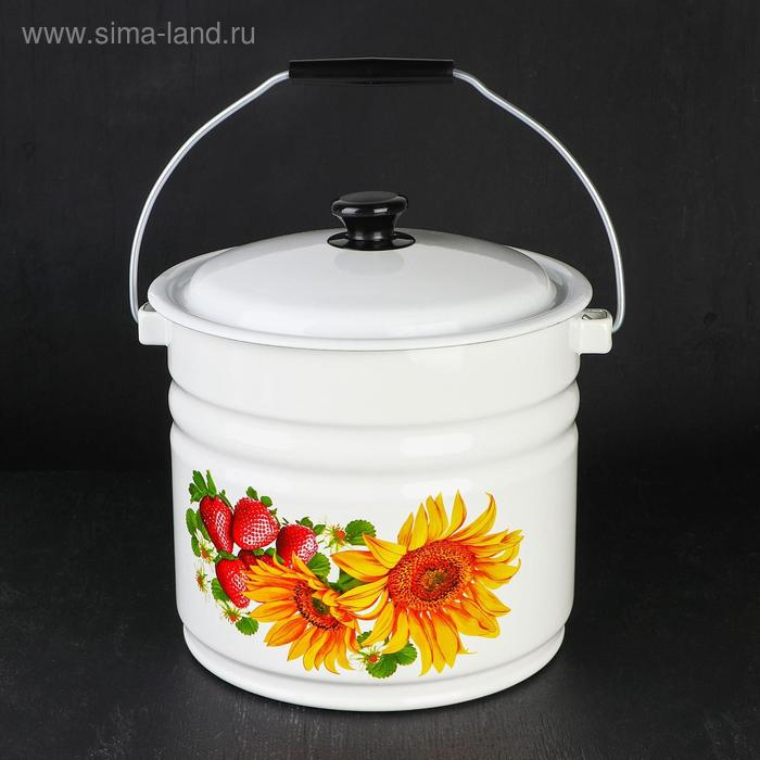 Ведро эмалированное, 10 л, с крышкой, деколь МИКС, цвет белый Ведро эмалированное, 10 л, с крышкой, деколь МИКС, цвет белый