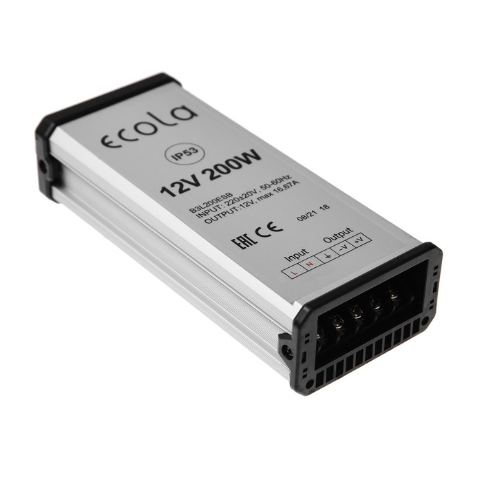 Блок питания Ecola для светодиодной ленты 12 В, 200 Вт, IP53 Блок питания Ecola для светодиодной ленты 12 В, 200 Вт, IP53
