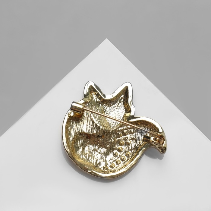Брошь «Лиса» блестящая, цвет золотисто-оранжевый в золоте Брошь «Лиса» блестящая, цвет золотисто-оранжевый в золоте