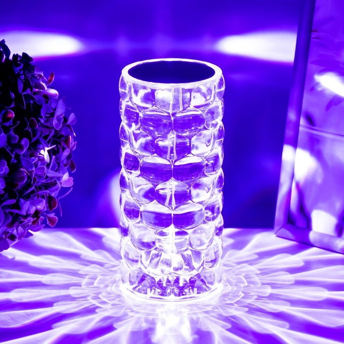 Настольная лампа с ПДУ  Настольная лампа с ПДУ "Призма" LED RGB сенсорная АКБ 8х8х18 см RISALUX