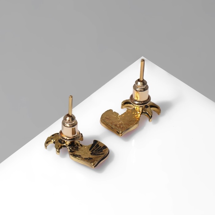 Серьги эмаль «Дьяволёнок» сердце, цвет красный в чернёном золоте Серьги эмаль «Дьяволёнок» сердце, цвет красный в чернёном золоте