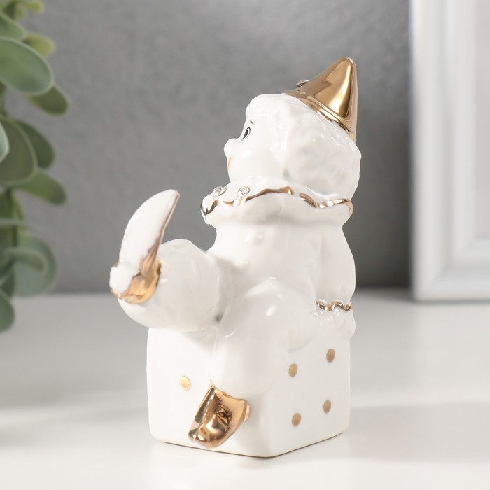 Сувенир керамика Сувенир керамика "Клоун на игральном кубике" белый с золотом, стразы 4,4х7х9,5 см