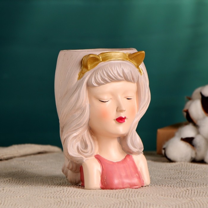 Кашпо  Кашпо "Мечтательница" розовое, 8х9х12см, 0,25л, d-5,5 см