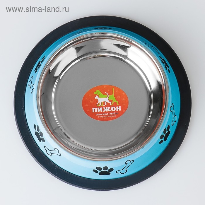 Миска с нескользящим основанием цветная с принтом, 235 мл, голубая Миска с нескользящим основанием цветная с принтом, 235 мл, голубая