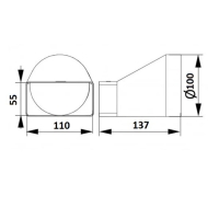 Соединитель прямоугольного и круглого канала ZEIN, 55 х 110 мм, d=100 мм, вентиляционный
