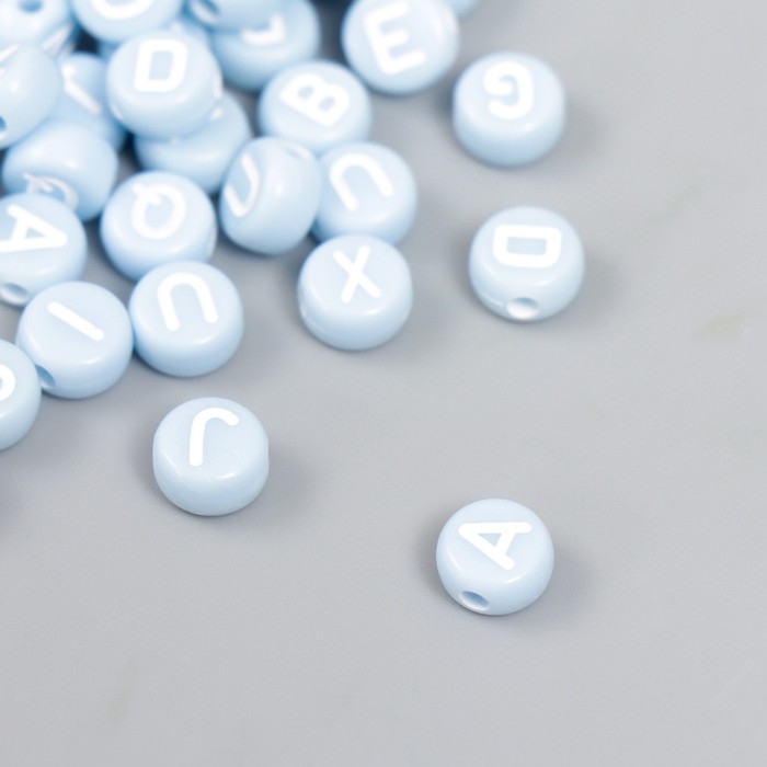 Бусины для творчества пластик Бусины для творчества пластик "Английские буквы" голубые набор 20 гр 0,4х0,7х0,7 см