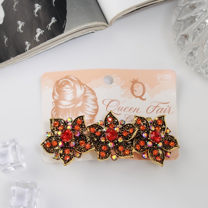 Заколка-автомат Заколка-автомат "Молли" цветы, 9,5 см, золото