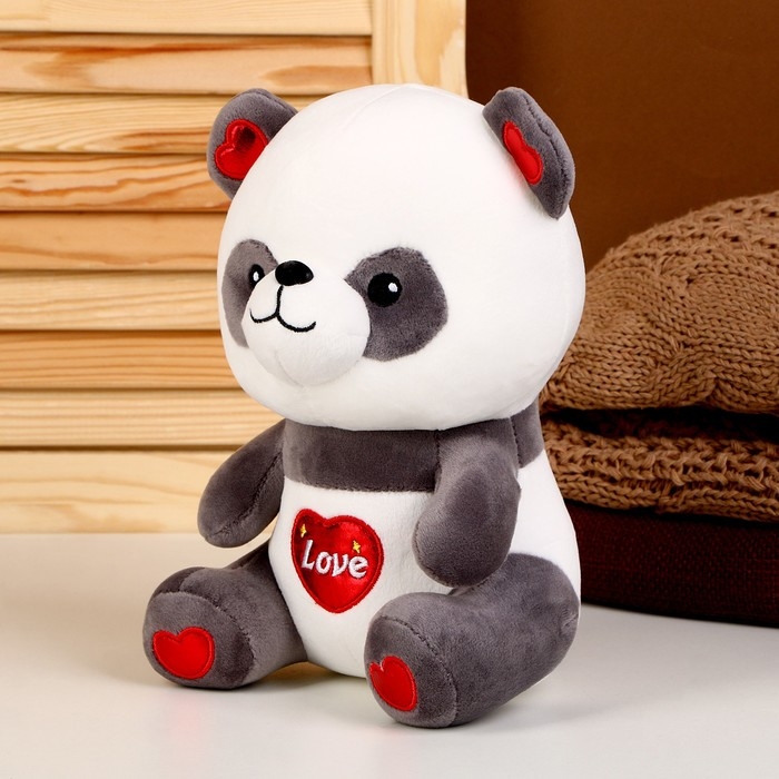 Мягкая игрушка «Панда», размер 22 см, цвет серо-белый