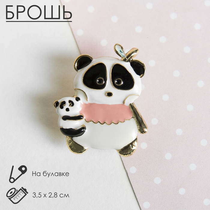 Брошь «Панды», цветная в золоте Брошь «Панды», цветная в золоте