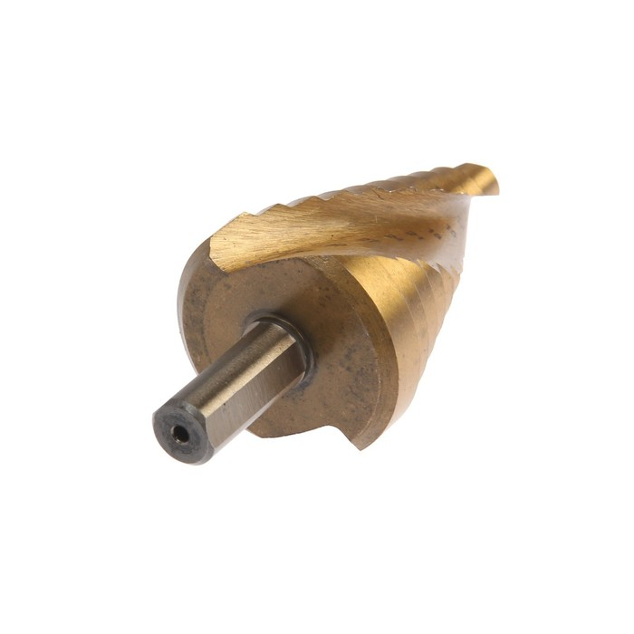 Сверло ступенчатое ТУНДРА ПРОФИ, HSS, TiN, спиральный профиль, трехгран. хвостовик, 9-36 мм Сверло ступенчатое ТУНДРА ПРОФИ, HSS, TiN, спиральный профиль, трехгран. хвостовик, 9-36 мм