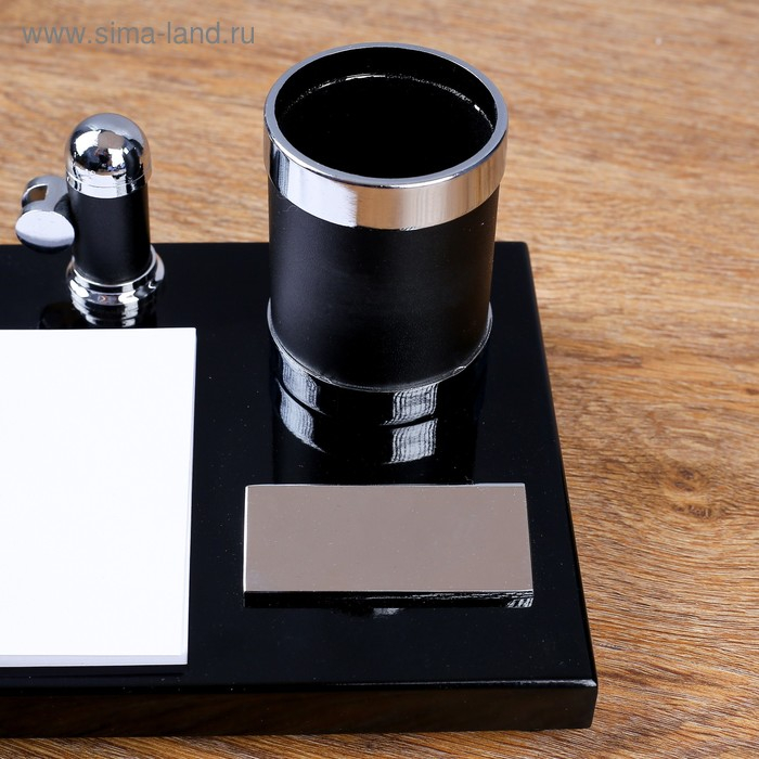 Набор настольный 4в1 с визитницей, черное дерево