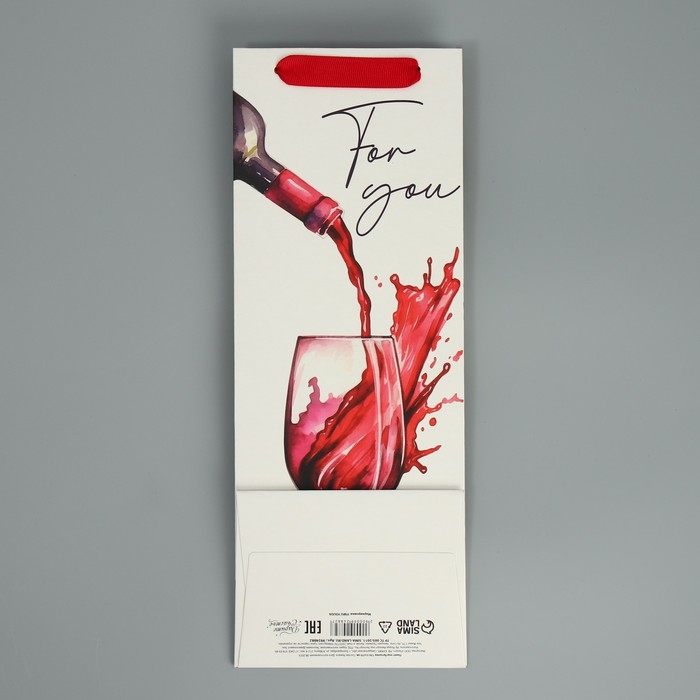 Пакет подарочный под бутылку, упаковка, For you, 35 х 13 х 10 см Пакет подарочный под бутылку, упаковка, For you, 35 х 13 х 10 см