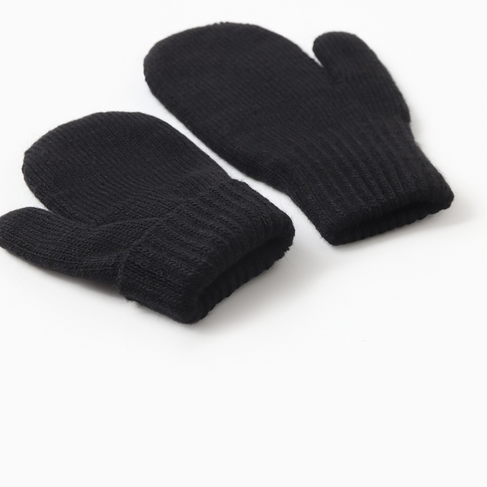 Варежки двойные детские, цвет черный, р-р 14 Варежки двойные детские, цвет черный, р-р 14
