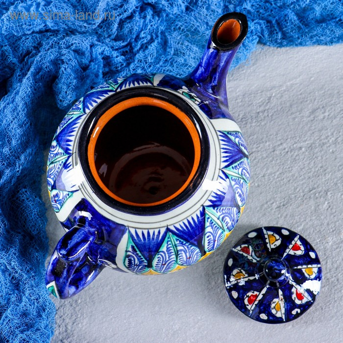 Чайник Риштанская Керамика Чайник Риштанская Керамика "Узоры", 1000 мл, синий