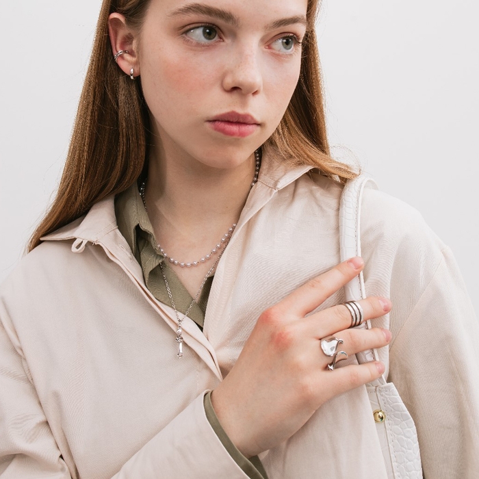 Кольцо «Тринити» гладкие линии, цвет серебро, безразмерное