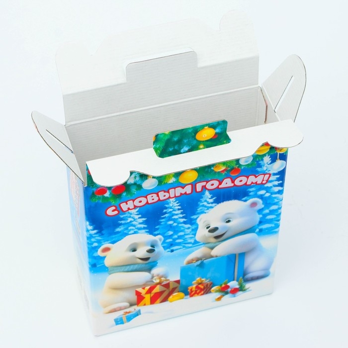 Новый год. Подарочная коробка Новогодняя Подарок Новый год. Подарочная коробка Новогодняя Подарок "Милые мишки" с анимацией 16,8 х 6,8 х 20, 9 см.
